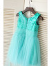 Turquoise Sequin Tulle Short Flower Girl Dress